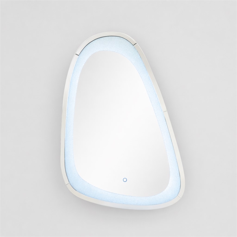 Bowery Hill Glass Wall Mirror with LED Lighting and Faux Diamonds