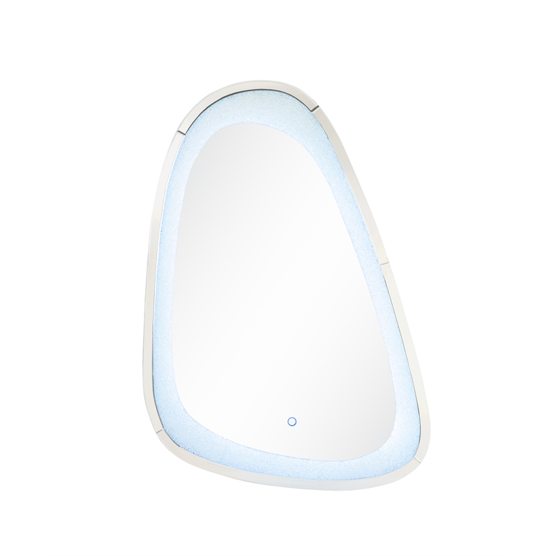 Bowery Hill Glass Wall Mirror with LED Lighting and Faux Diamonds