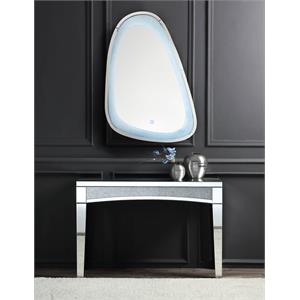 Bowery Hill Glass Wall Mirror with LED Lighting and Faux Diamonds