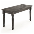 Bowery Hill Wooden Dining Bench with Turned Legs in Weathered Gray