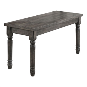 Bowery Hill Wooden Dining Bench with Turned Legs in Weathered Gray
