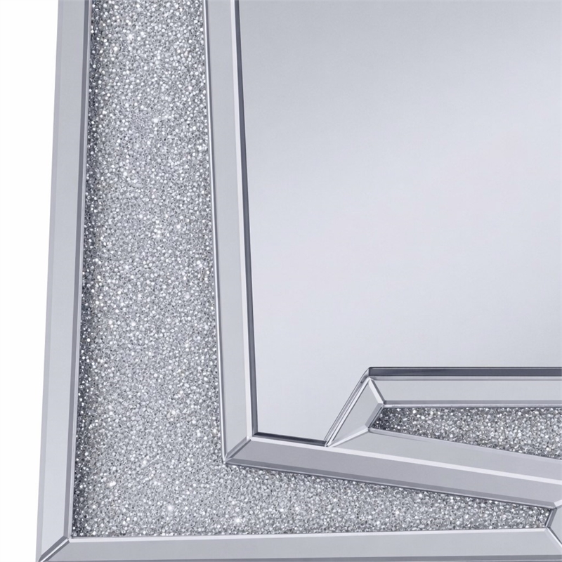 Bowery Hill Rectangular Wall Decor with Mirrored Frame and Diamonds
