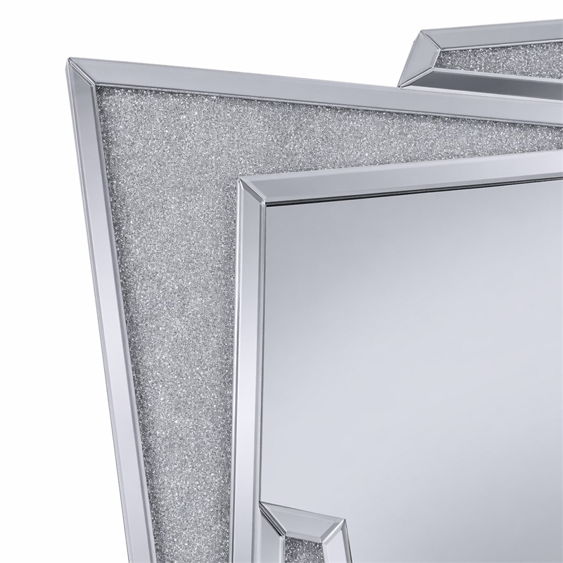 Bowery Hill Rectangular Wall Decor with Mirrored Frame and Diamonds