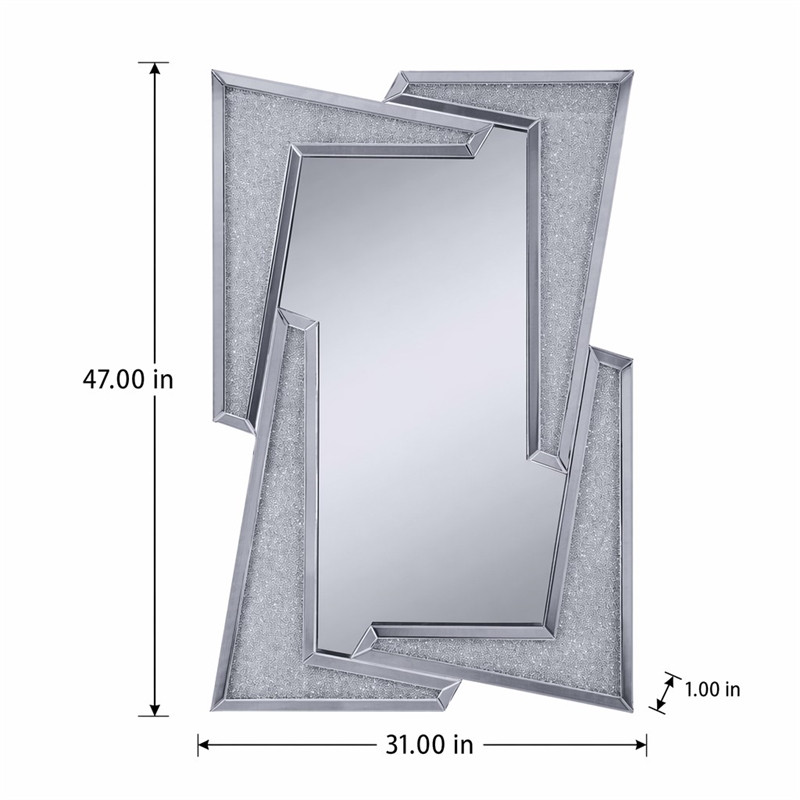 Bowery Hill Rectangular Wall Decor with Mirrored Frame and Diamonds