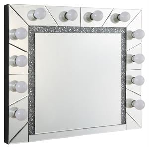 Bowery Hill Rectangle Glass Wall Decor with Mirrored Diamond Trim