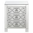 Bowery Hill Glass Accent Table with 3 Drawers in Mirrored Faux Diamonds