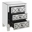 Bowery Hill Glass Accent Table with 3 Drawers in Mirrored Faux Diamonds