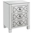 Bowery Hill Glass Accent Table with 3 Drawers in Mirrored Faux Diamonds