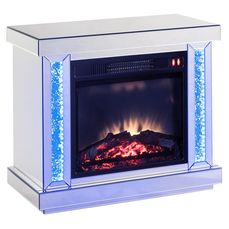 Bowery Hill LED Electric Fireplace in Mirrored and Faux Diamonds