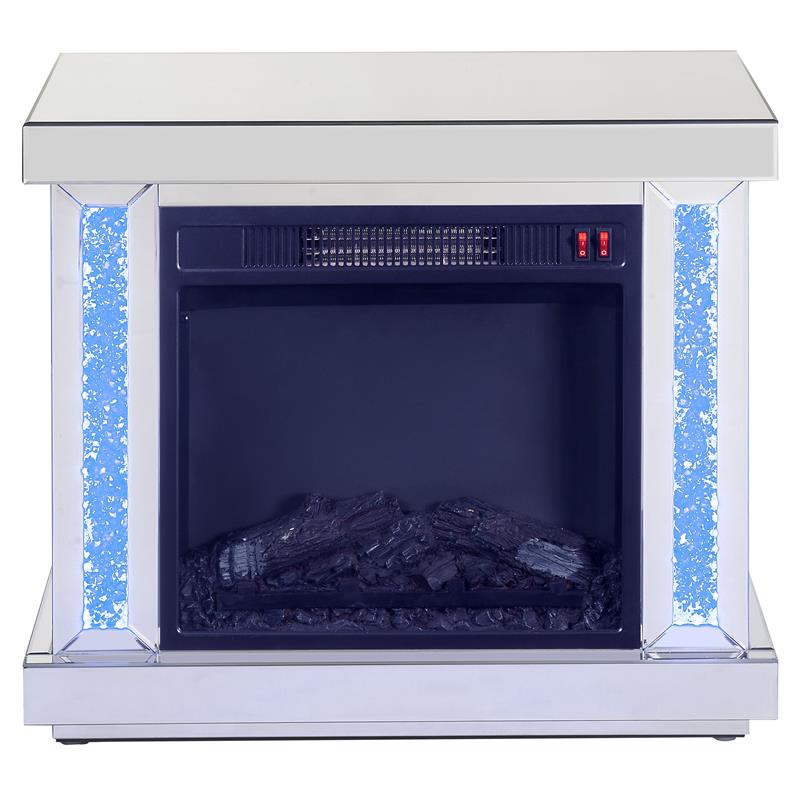 Bowery Hill LED Electric Fireplace in Mirrored and Faux Diamonds