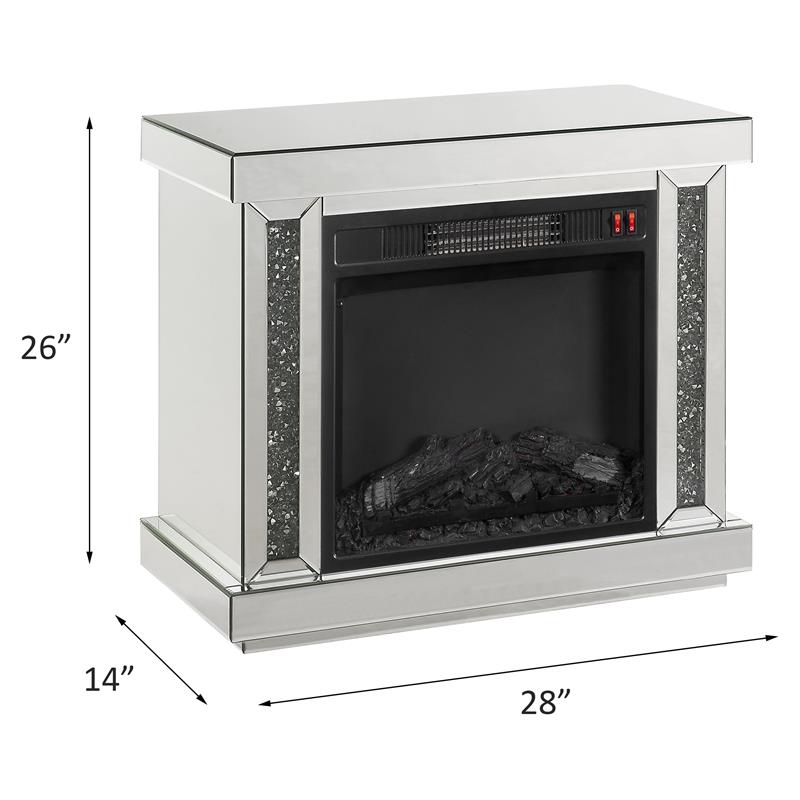 Bowery Hill LED Electric Fireplace in Mirrored and Faux Diamonds