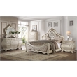 Bowery Hill Mirror with Arched Floral Frame in Antique White Finish