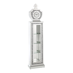 Bowery Hill LED Grandfather Clock with Mirrored Trim and Faux Diamond Detail