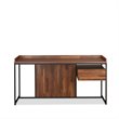 Bowery Hill Rectangular 1 Drawer Wooden Desk in Walnut and Sandy Black