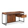 Bowery Hill Rectangular 1 Drawer Wooden Desk in Walnut and Sandy Black