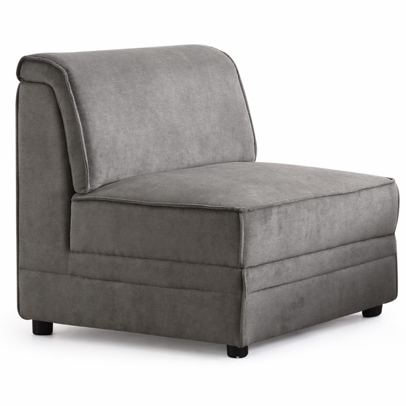 Bowery Hill Gray Velvet Armless Accent Chair with Wood Frame