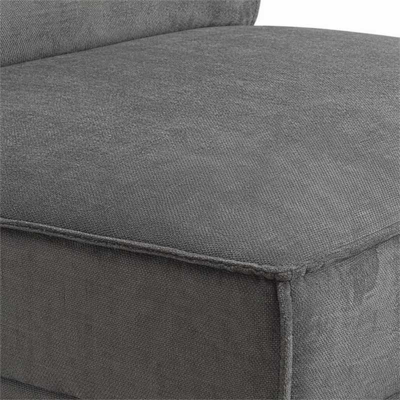 Bowery Hill Gray Velvet Armless Accent Chair with Wood Frame
