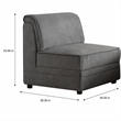 Bowery Hill Gray Velvet Armless Accent Chair with Wood Frame