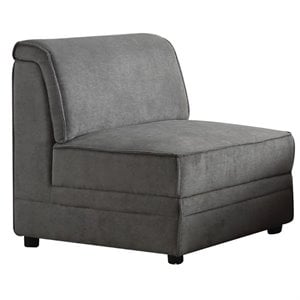 Bowery Hill Gray Velvet Armless Accent Chair with Wood Frame