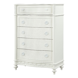Bowery Hill Transitional Wood 5-Drawer Chest in Ivory Finish