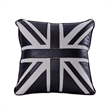 Bowery Hill Union Jack Accent Cushion Set in Black Leather/Linen