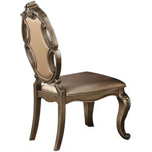 Bowery Hill Faux Leather Dining Side Chairs Set of 2 in Vintage Oak