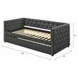 Bowery Hill Button Tufted Twin Daybed with Trundle in Gray Fabric