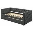 Bowery Hill Button Tufted Twin Daybed with Trundle in Gray Fabric