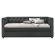 Bowery Hill Button Tufted Twin Daybed with Trundle in Gray Fabric