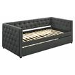 Bowery Hill Button Tufted Twin Daybed with Trundle in Gray Fabric