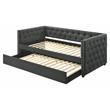 Bowery Hill Button Tufted Twin Daybed with Trundle in Gray Fabric