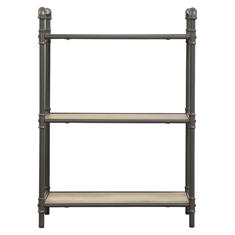 Bowery Hill 3-Tier Rectangular Bookshelf in Antique Oak and Sandy Gray