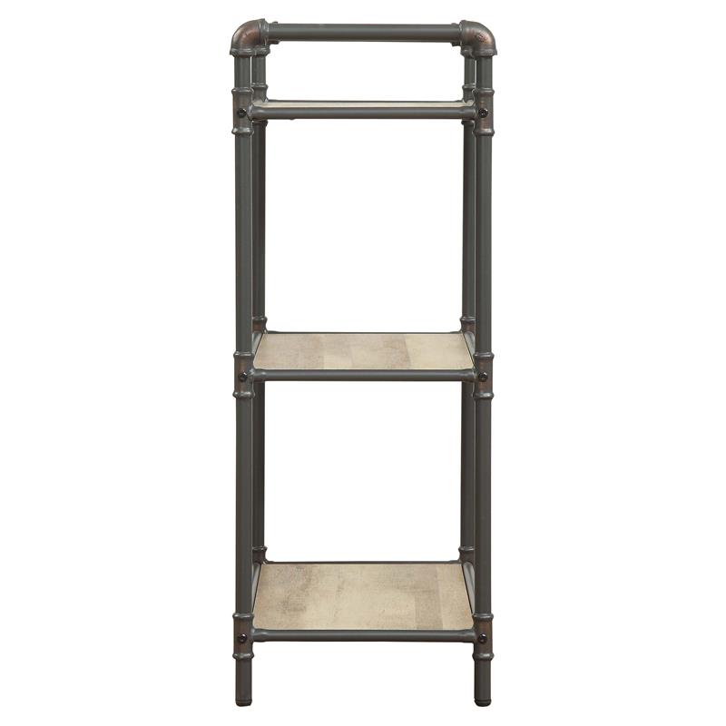 Bowery Hill 3-Tier Rectangular Bookshelf in Antique Oak and Sandy Gray