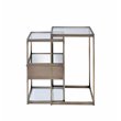 Bowery Hill 2-Piece Glass Nesting Table in Antique Brass Finish