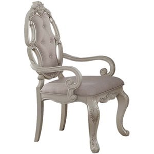 Bowery Hill Arm Chair Set of 2 with Upholstered Fabric in Gray and Antique White