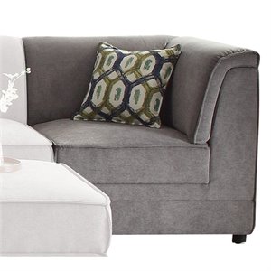 Bowery Hill Velvet Upholstered Wedge with Pillow in Gray