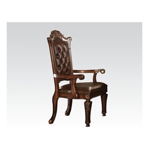 Bowery Hill Executive Office Chair in Synthetic Leather and Cherry Finish