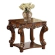 Bowery Hill Cherry Finish End Table with Scrolled Trim and Bottom Shelf
