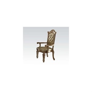 Bowery Hill Upholstered Arm Chair Set in Synthetic Leather and Gold