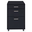 Bowery Hill Rectangular 3-Drawer Mobile File Cabinet in Glossy Black Wood