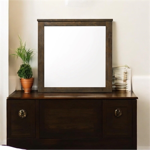 Bowery Hill Rectangular Mirror with Oak Finish and Rubber Wood Frame