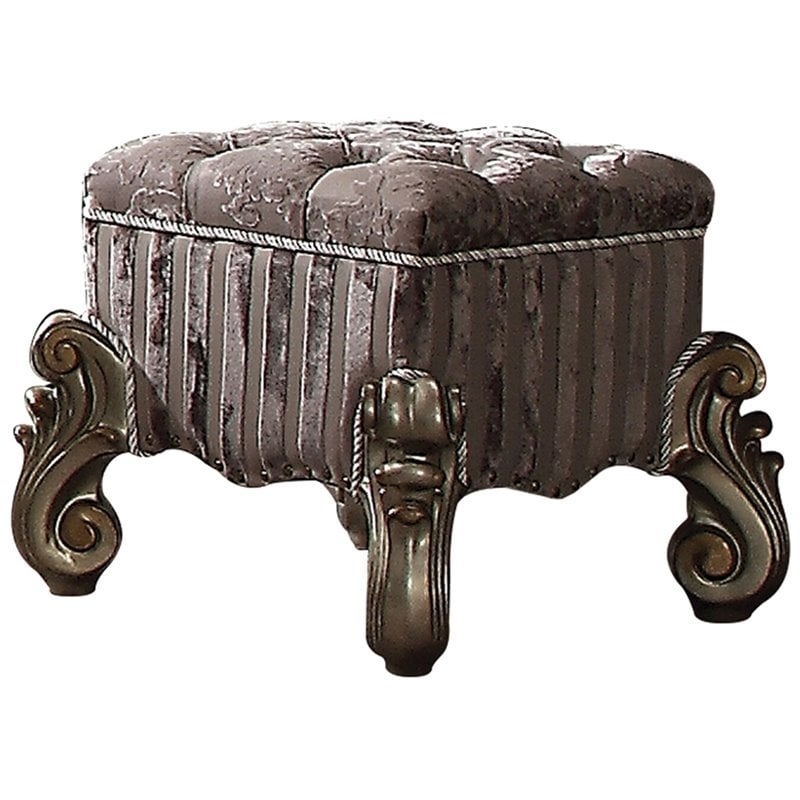 Bowery Hill Vanity Stool with Scrolled Apron and Antique Platinum Finish