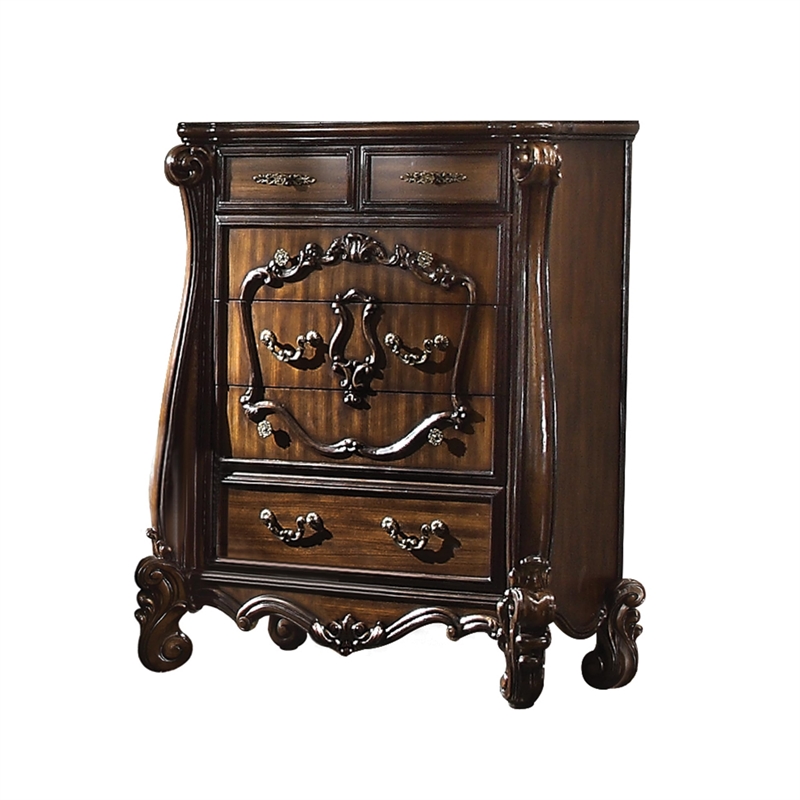 Bowery Hill 5-Drawer Wood Chest in Cherry Oak