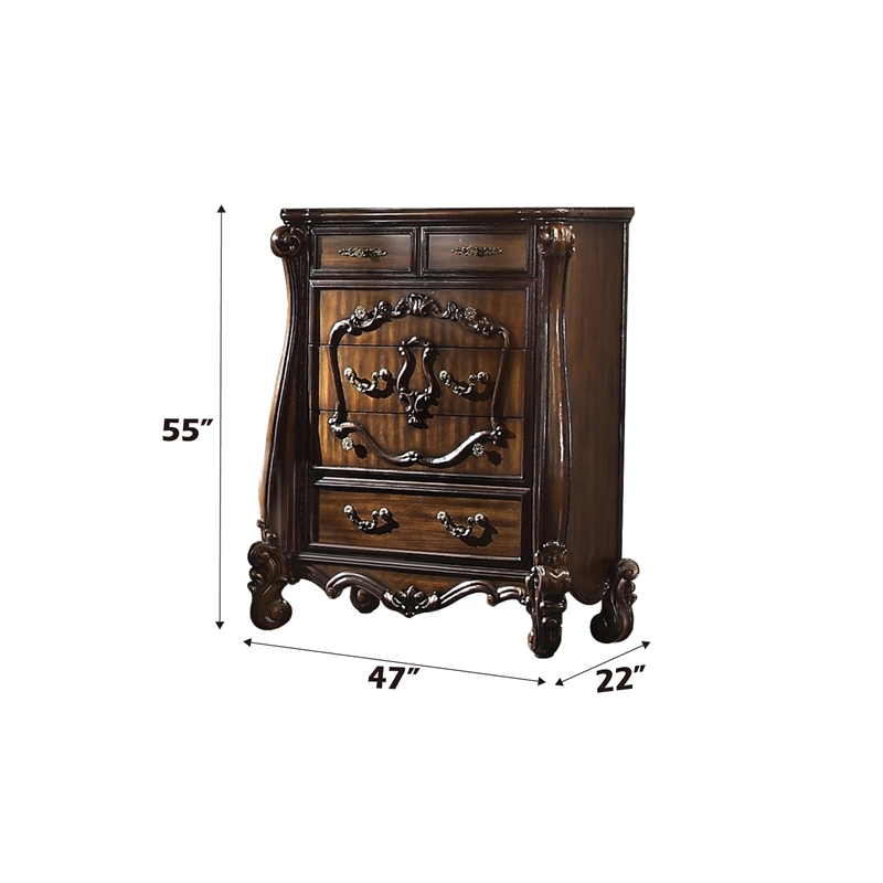 Bowery Hill 5-Drawer Wood Chest in Cherry Oak