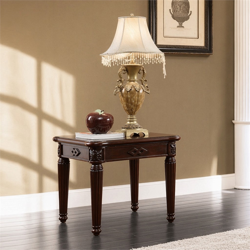 Bowery Hill End Table with Wooden Top in Espresso Finish