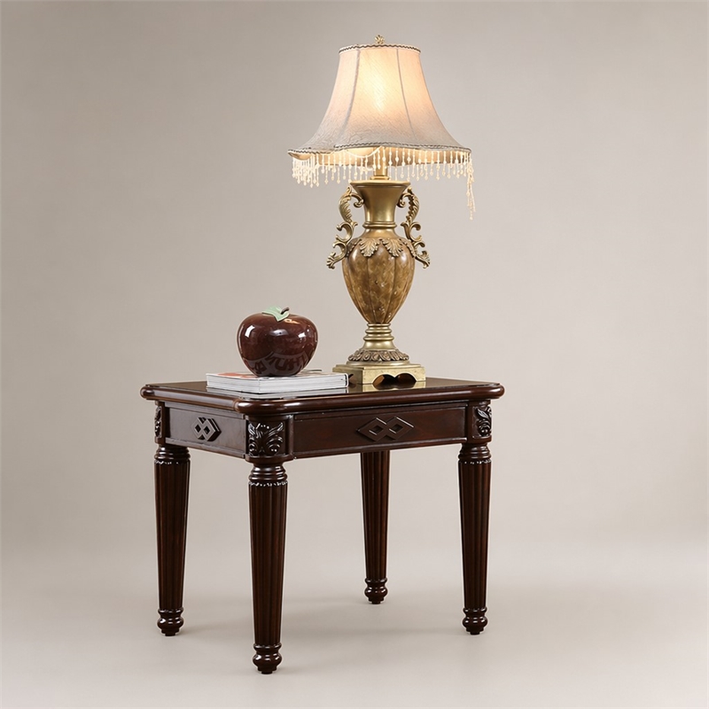 Bowery Hill End Table with Wooden Top in Espresso Finish