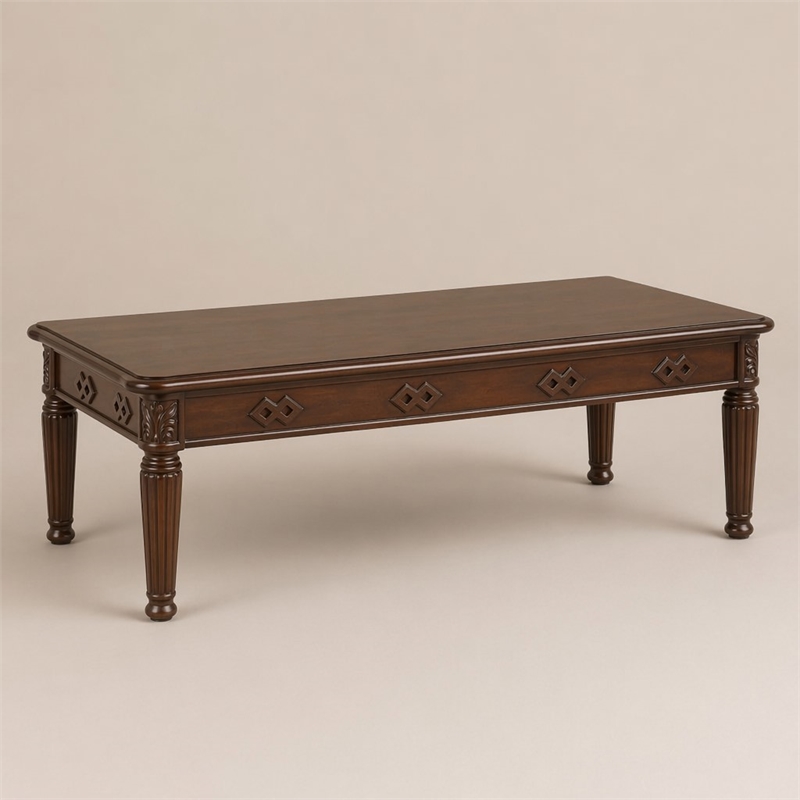 Bowery Hill Traditional Coffee Table with Wooden Top in Espresso Finish