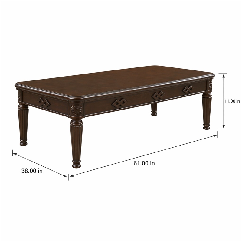 Bowery Hill Traditional Coffee Table with Wooden Top in Espresso Finish