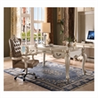 Bowery Hill Executive Writing Desk in Bone White with 3 Drawers