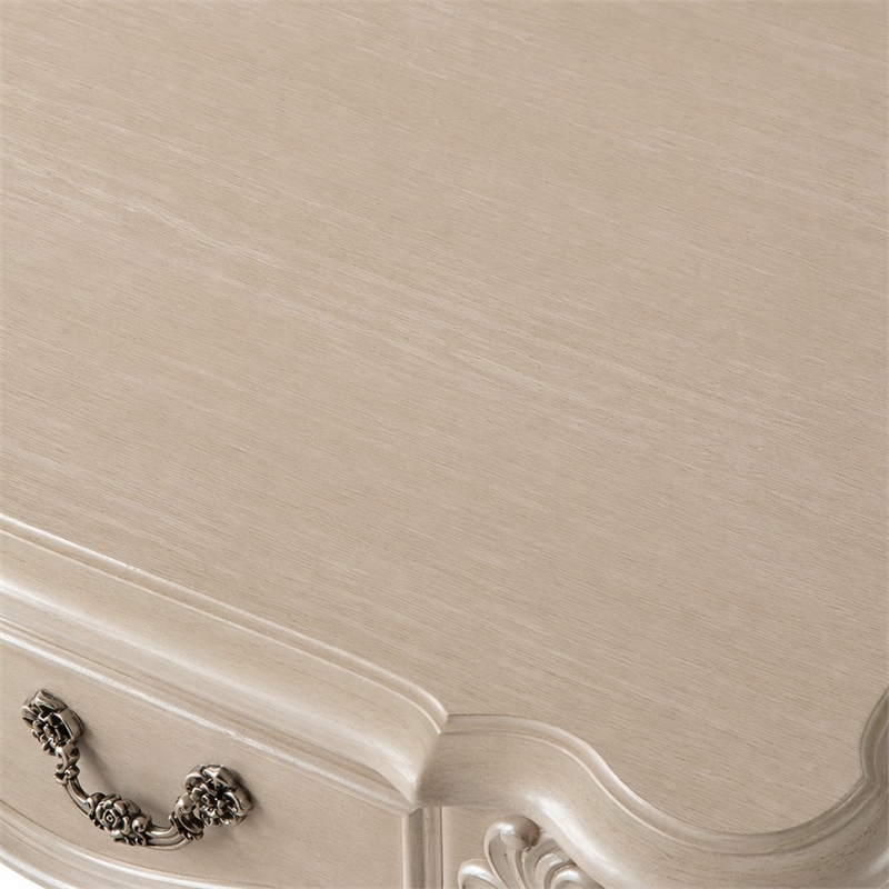 Bowery Hill Executive Writing Desk in Bone White with 3 Drawers